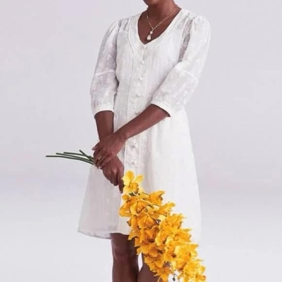 Cabi Midsummer Dress #5943 Elegant White Dress with slip. 2 in 1 - Picture 1 of 9